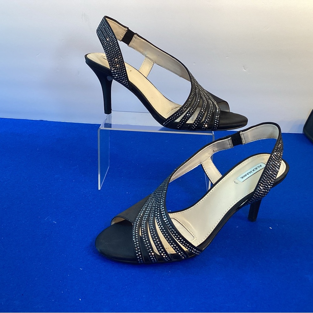 Black Satin and Crystal Heels